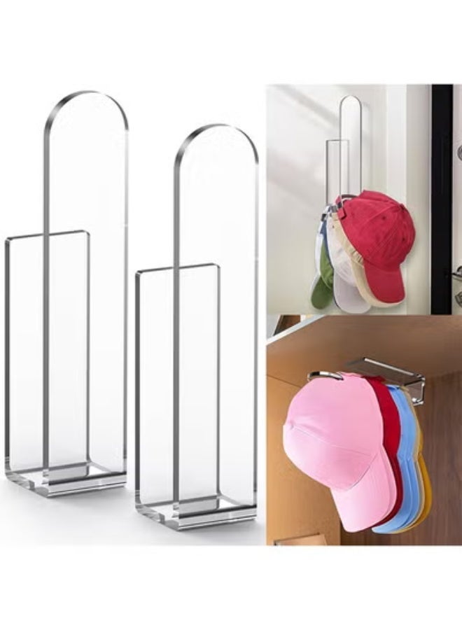 fantasize Sturdy Acrylic Hat Organizer, Multi-Purpose Clear Hat Hooks, Baseball Hat Organizer, Strong Adhesive Hat Storage Wall Mounted Hat Rack for Door Closet, Baseball Cap Accessories, 2Pcs - Image 1